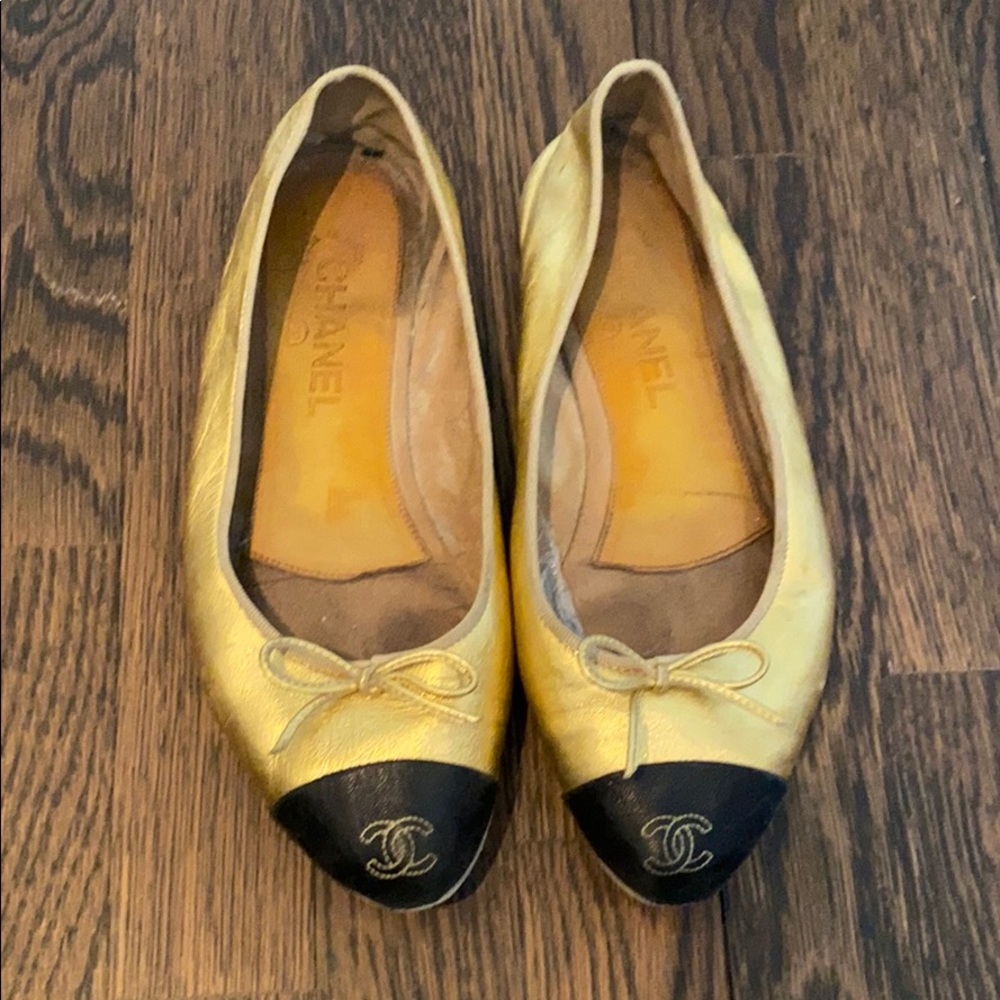 Chanel Gold Ballet Slippers